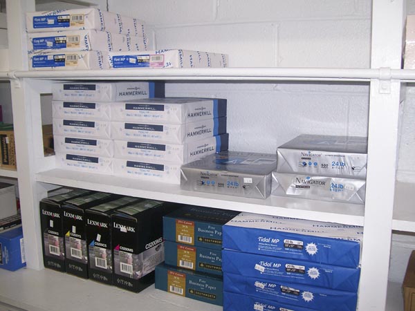 Cases of clean white copier printing paper lines